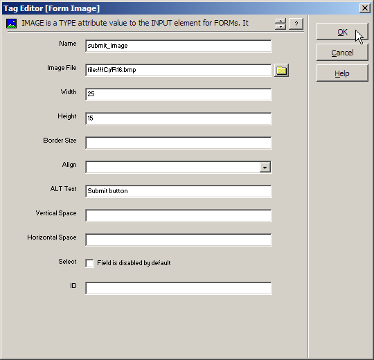 Inserting an image field